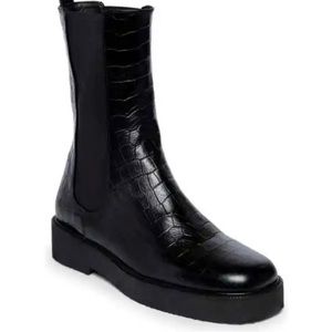 STAUD Black Faux Croc Palamino leather Chelsea boots